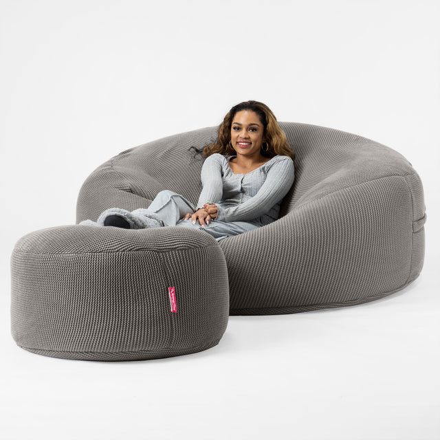 LOUNGE PUG ELLOS KNIT GIANT Bean Bag SOFA MEGA MAMMOTH Beanbag GRAPHITE GREY