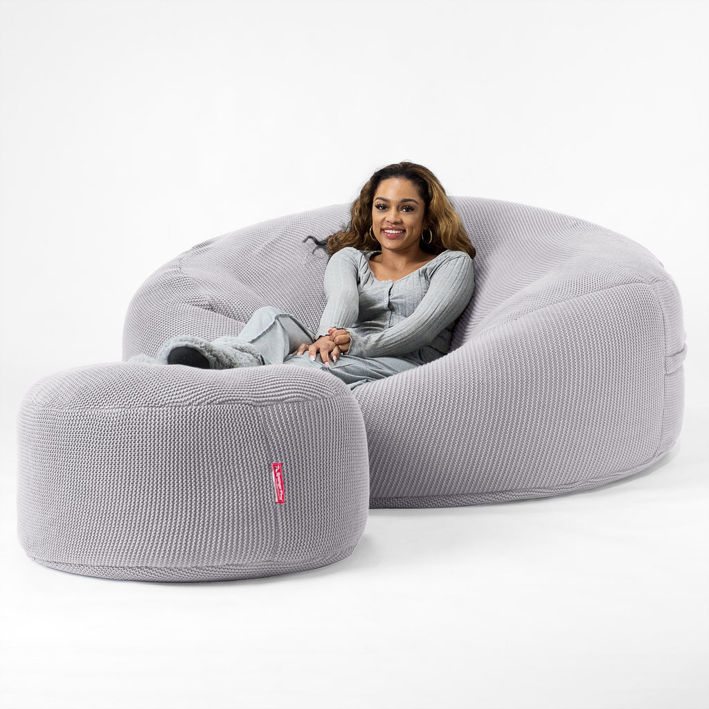 LOUNGE PUG ELLOS KNIT GIANT Bean Bag SOFA MEGA MAMMOTH Beanbag LIGHT GREY