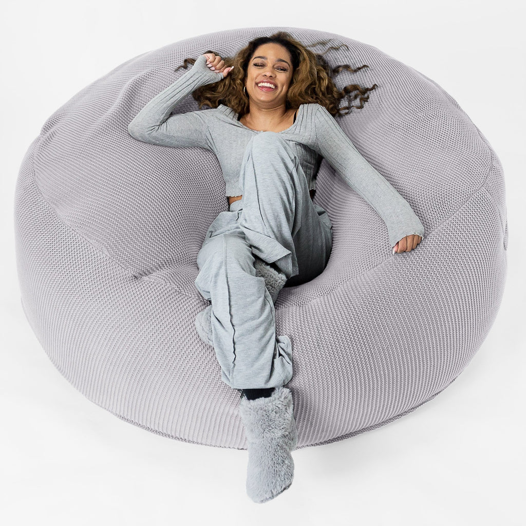 LOUNGE PUG ELLOS KNIT GIANT Bean Bag SOFA MEGA MAMMOTH Beanbag LIGHT GREY