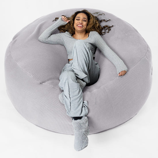 LOUNGE PUG ELLOS KNIT GIANT Bean Bag SOFA MEGA MAMMOTH Beanbag LIGHT GREY