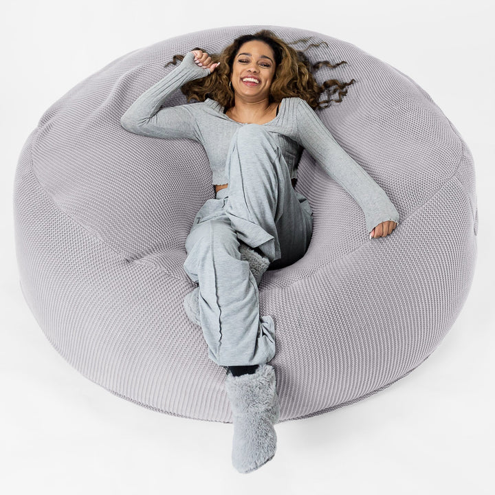 LOUNGE PUG ELLOS KNIT GIANT Bean Bag SOFA MEGA MAMMOTH Beanbag LIGHT GREY