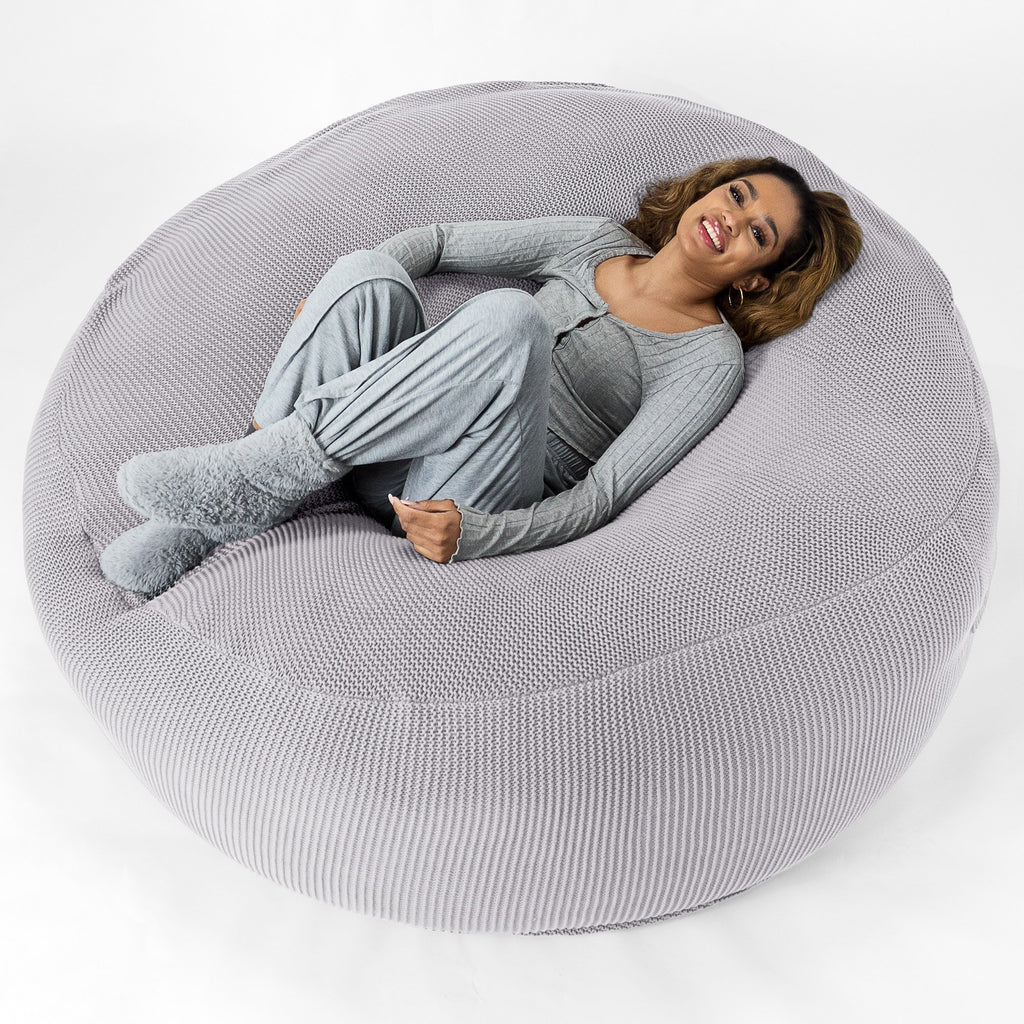 LOUNGE PUG ELLOS KNIT GIANT Bean Bag SOFA MEGA MAMMOTH Beanbag LIGHT GREY