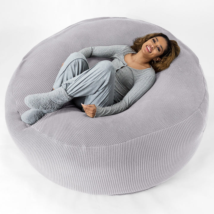 LOUNGE PUG ELLOS KNIT GIANT Bean Bag SOFA MEGA MAMMOTH Beanbag LIGHT GREY