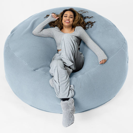 LOUNGE PUG ELLOS KNIT GIANT Bean Bag SOFA MEGA MAMMOTH Beanbag MISTY BLUE