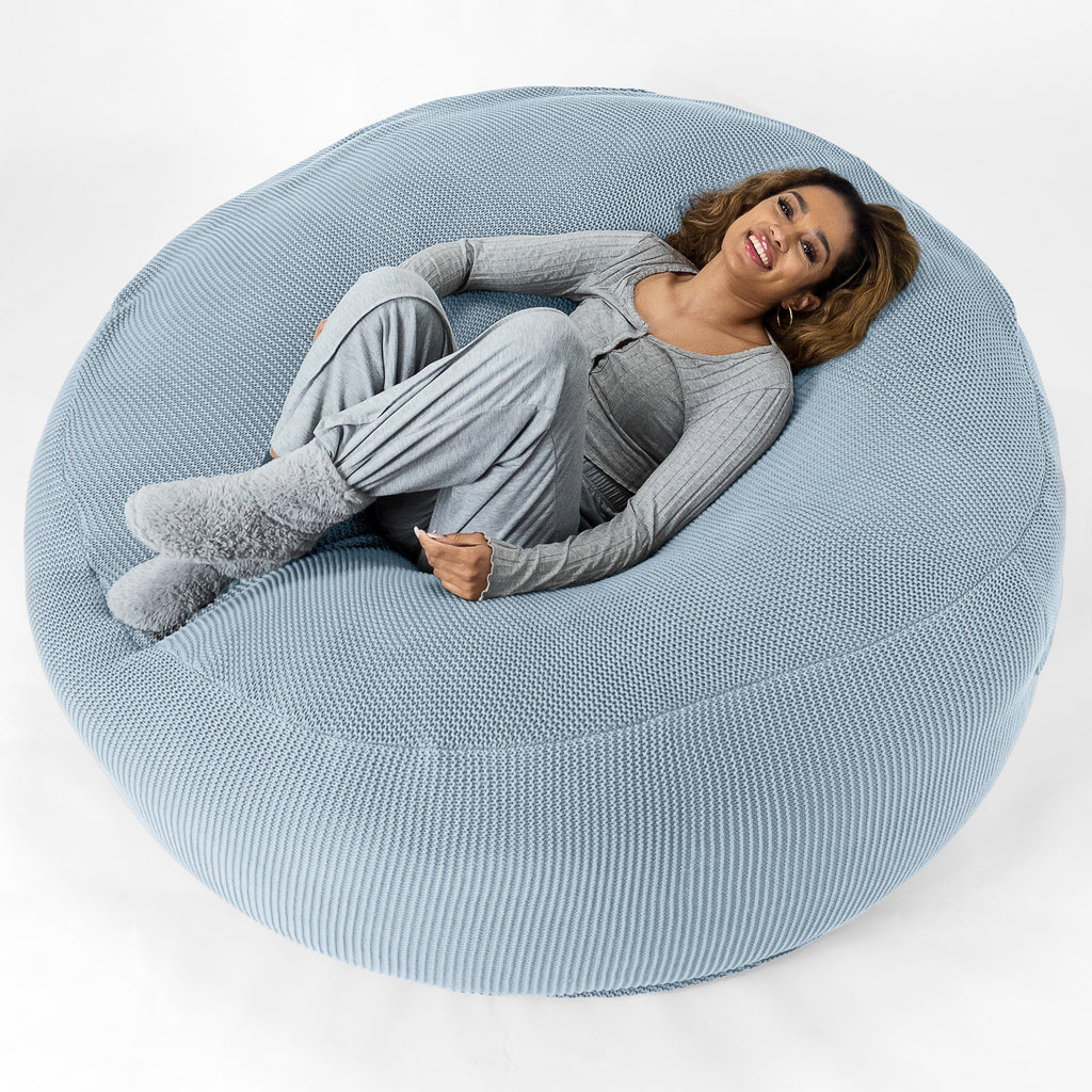 LOUNGE PUG ELLOS KNIT GIANT Bean Bag SOFA MEGA MAMMOTH Beanbag MISTY BLUE