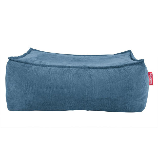 LOUNGE PUG FLOCK Bean Bag Footstool Large Aegean Blue (Size 25cm H x 40cm D x 70cm Wide)