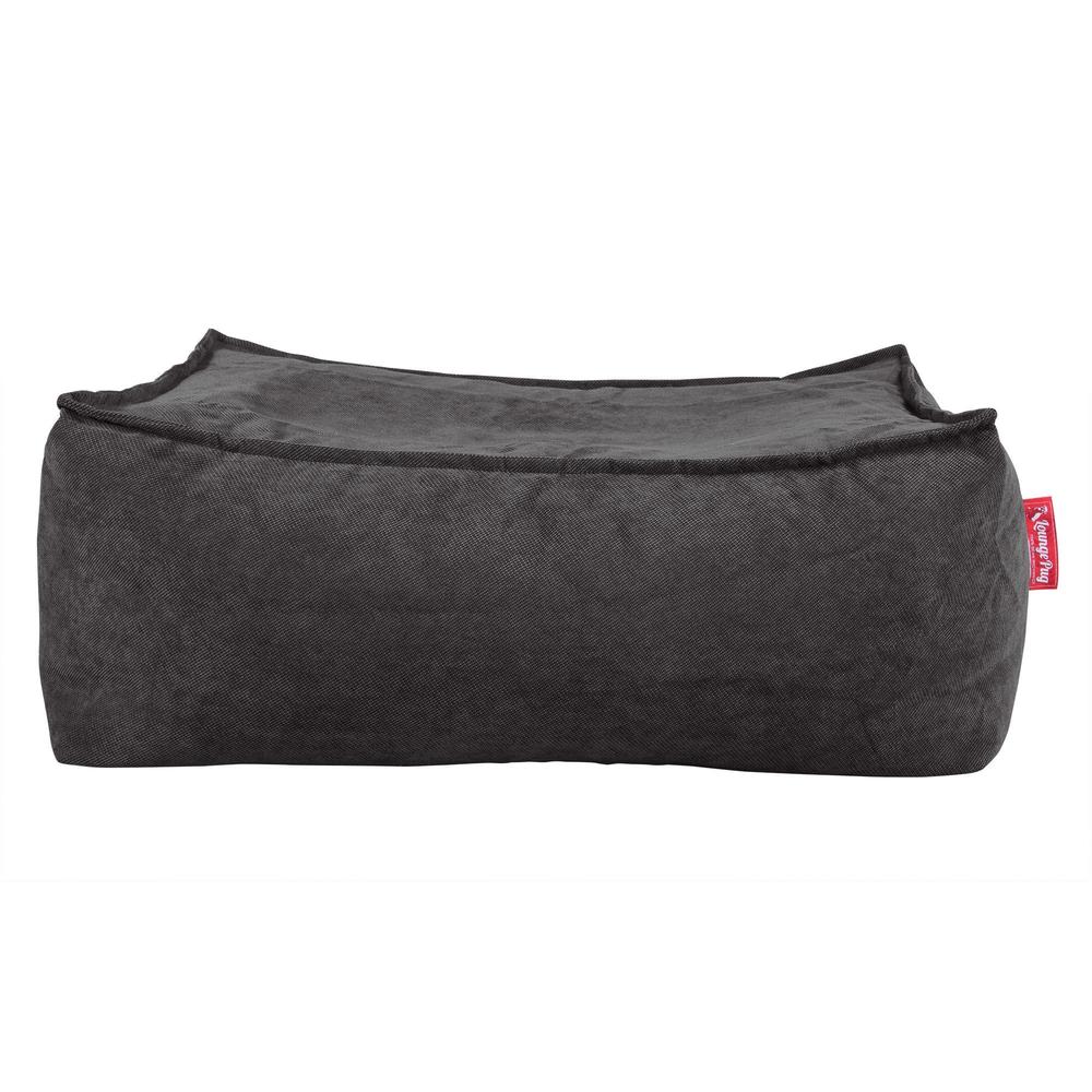 LOUNGE PUG FLOCK Bean Bag Footstool Large Graphite (Size 25cm H x 40cm D x 70cm Wide)