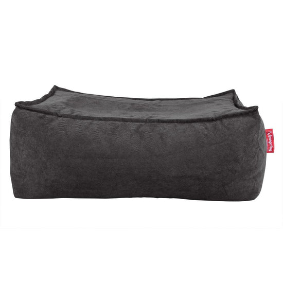 LOUNGE PUG FLOCK Bean Bag Footstool Large Graphite (Size 25cm H x 40cm D x 70cm Wide)