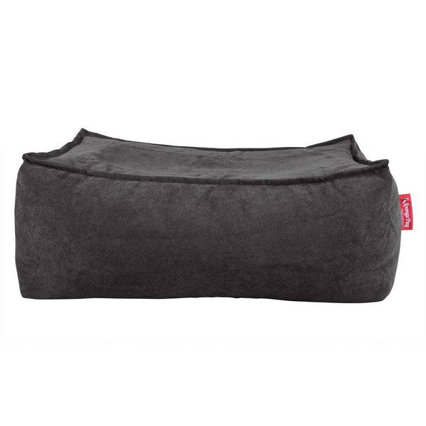 LOUNGE PUG FLOCK Bean Bag Footstool Large Graphite (Size 25cm H x 40cm D x 70cm Wide)