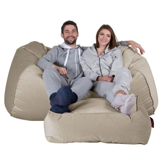 LOUNGE PUG GIANT Bean Bag Sofa Bed Huge Beanbag Couch UK Velvet Mink