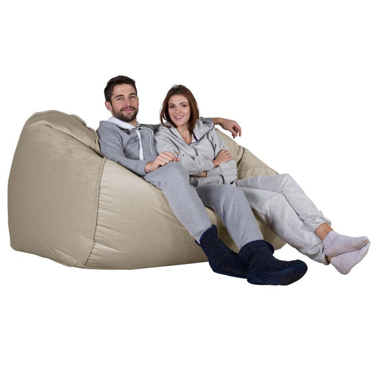 LOUNGE PUG GIANT Bean Bag Sofa Bed Huge Beanbag Couch UK Velvet Mink