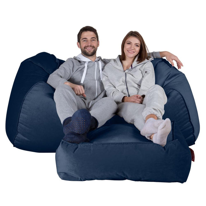 LOUNGE PUG GIANT Bean Bag Sofa Bed Huge Beanbag Couch UK Velvet Midnight Blue