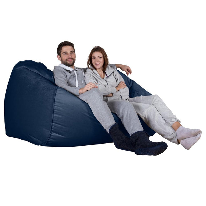 LOUNGE PUG GIANT Bean Bag Sofa Bed Huge Beanbag Couch UK Velvet Midnight Blue