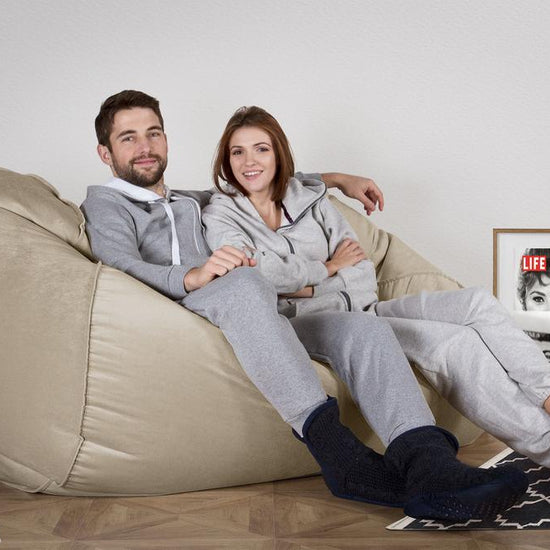 LOUNGE PUG GIANT Bean Bag Sofa Bed Huge Beanbag Couch UK Velvet Mink