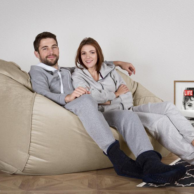 LOUNGE PUG GIANT Bean Bag Sofa Bed Huge Beanbag Couch UK Velvet Mink