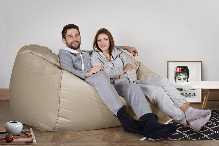 LOUNGE PUG GIANT Bean Bag Sofa Bed Huge Beanbag Couch UK Velvet Mink