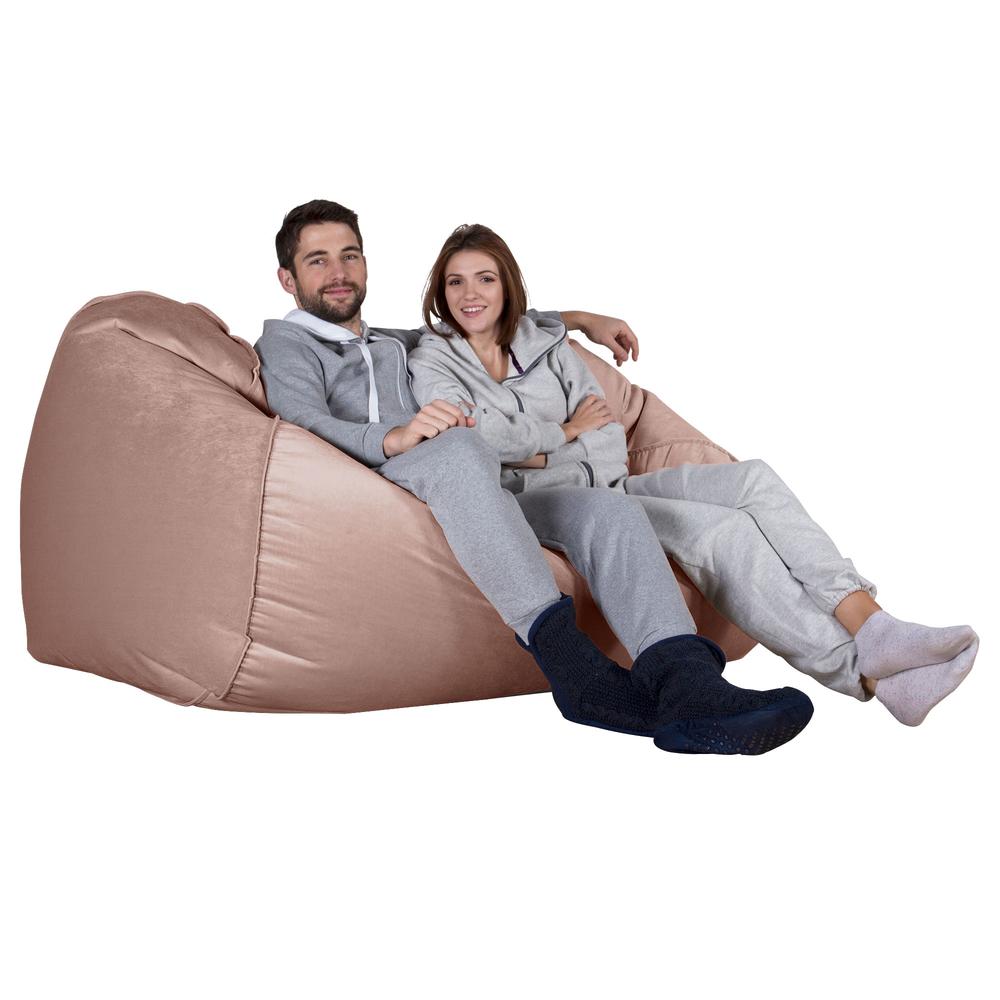 LOUNGE PUG GIANT Bean Bag Sofa Bed Huge Beanbag Couch UK Velvet Rose Pink