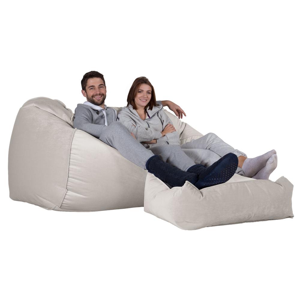 LOUNGE PUG GIANT Bean Bag Sofa Bed Huge Beanbag Couch UK Velvet Silver