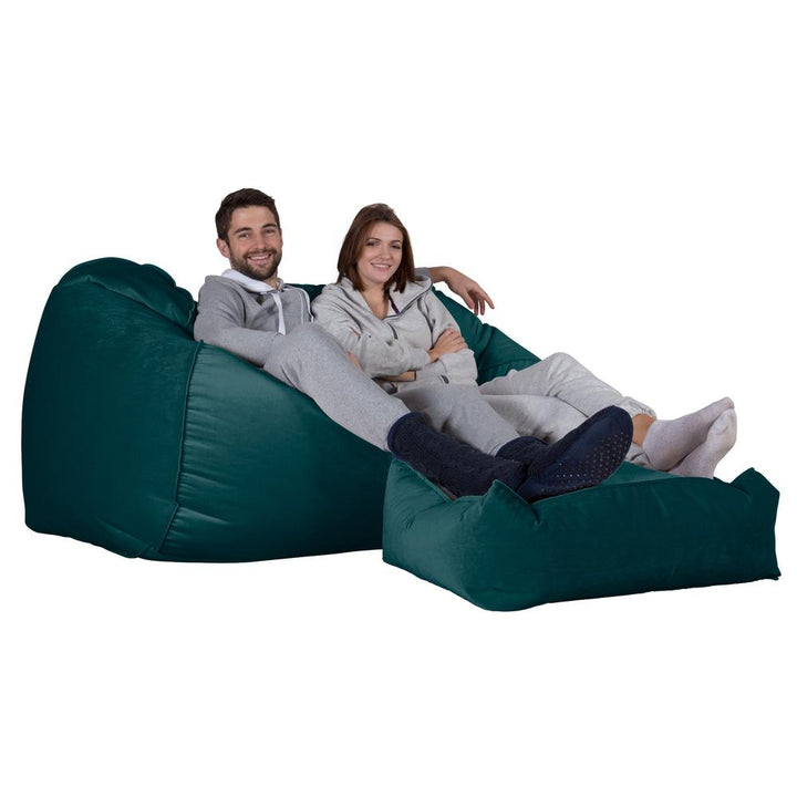 LOUNGE PUG GIANT Bean Bag Sofa Bed Huge Beanbag Couch UK Velvet Teal Blue