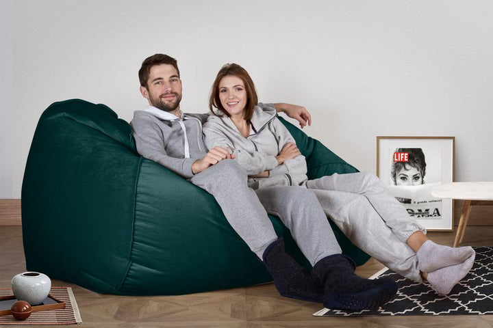 LOUNGE PUG GIANT Bean Bag Sofa Bed Huge Beanbag Couch UK Velvet Teal Blue