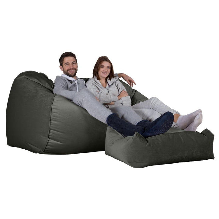 LOUNGE PUG GIANT Bean Bag Sofa Bed Huge Beanbag Couch UK Velvet Espresso Graphite Grey