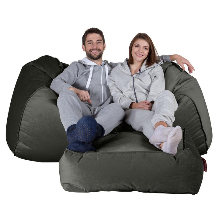 LOUNGE PUG GIANT Bean Bag Sofa Bed Huge Beanbag Couch UK Velvet Espresso Graphite Grey