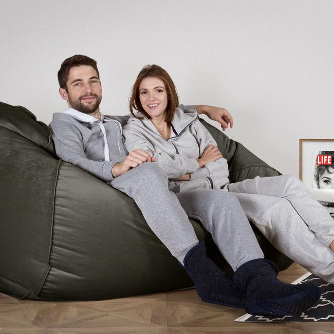 LOUNGE PUG GIANT Bean Bag Sofa Bed Huge Beanbag Couch UK Velvet Espresso Graphite Grey