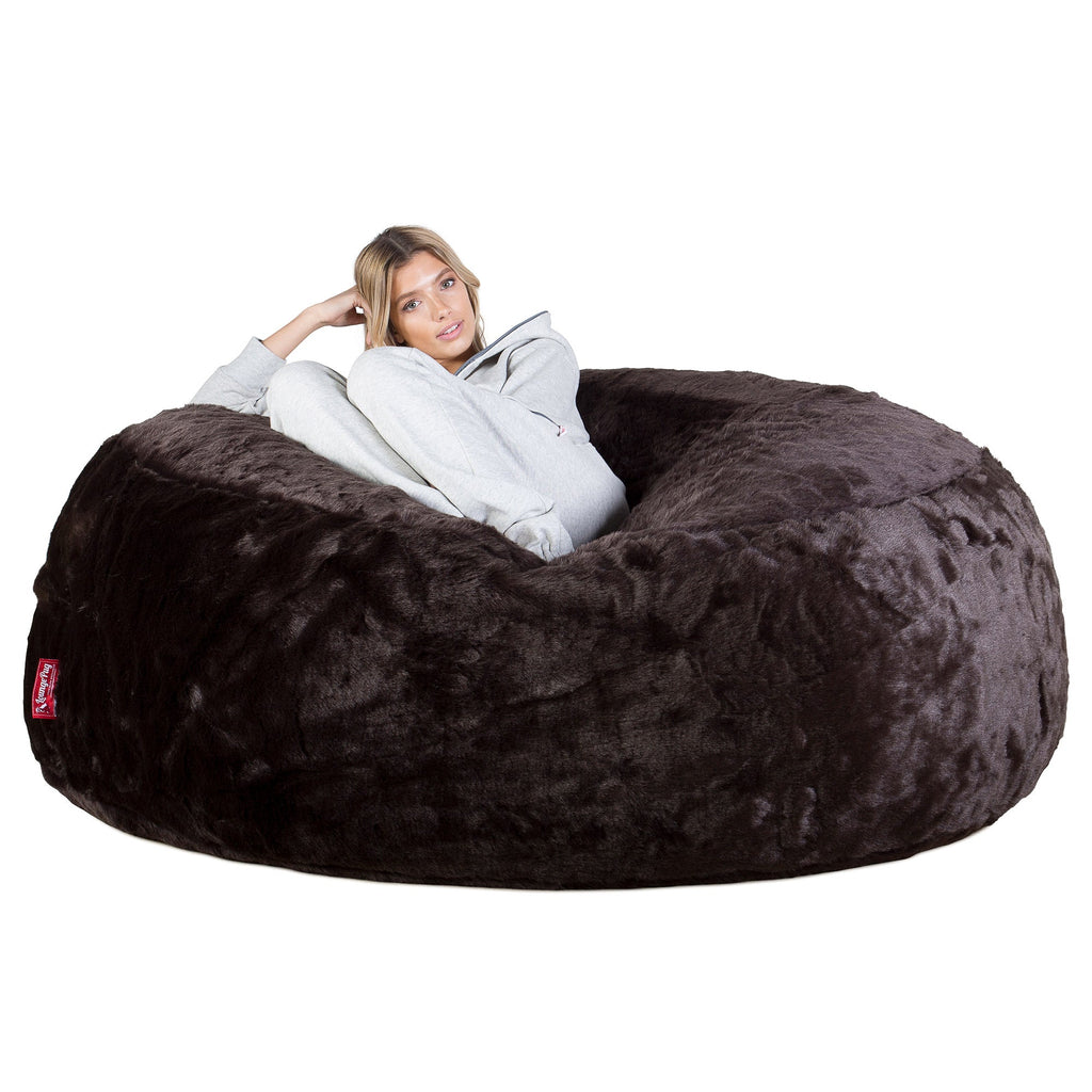 Mega Mammoth Bean Bag Sofa - Faux Fur Sheepskin Brown 02