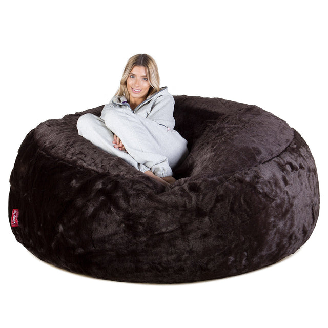 Mega Mammoth Bean Bag Sofa - Faux Fur Sheepskin Brown 01