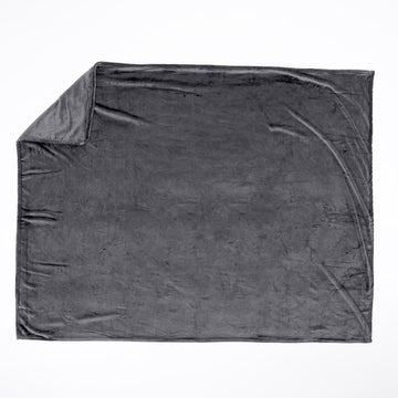 LOUNGE PUG Grey Large Flannel Fleece Throw Blanket 140 x 180 cm