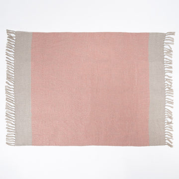 LOUNGE PUG Tonal Blush Pink & Silver Large Faux Mohair Throw Blanket 130 x 180 cm