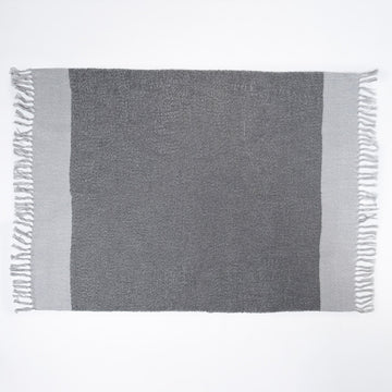 LOUNGE PUG Tonal Grey & Silver Large Faux Mohair Throw Blanket 130 x 180 cm