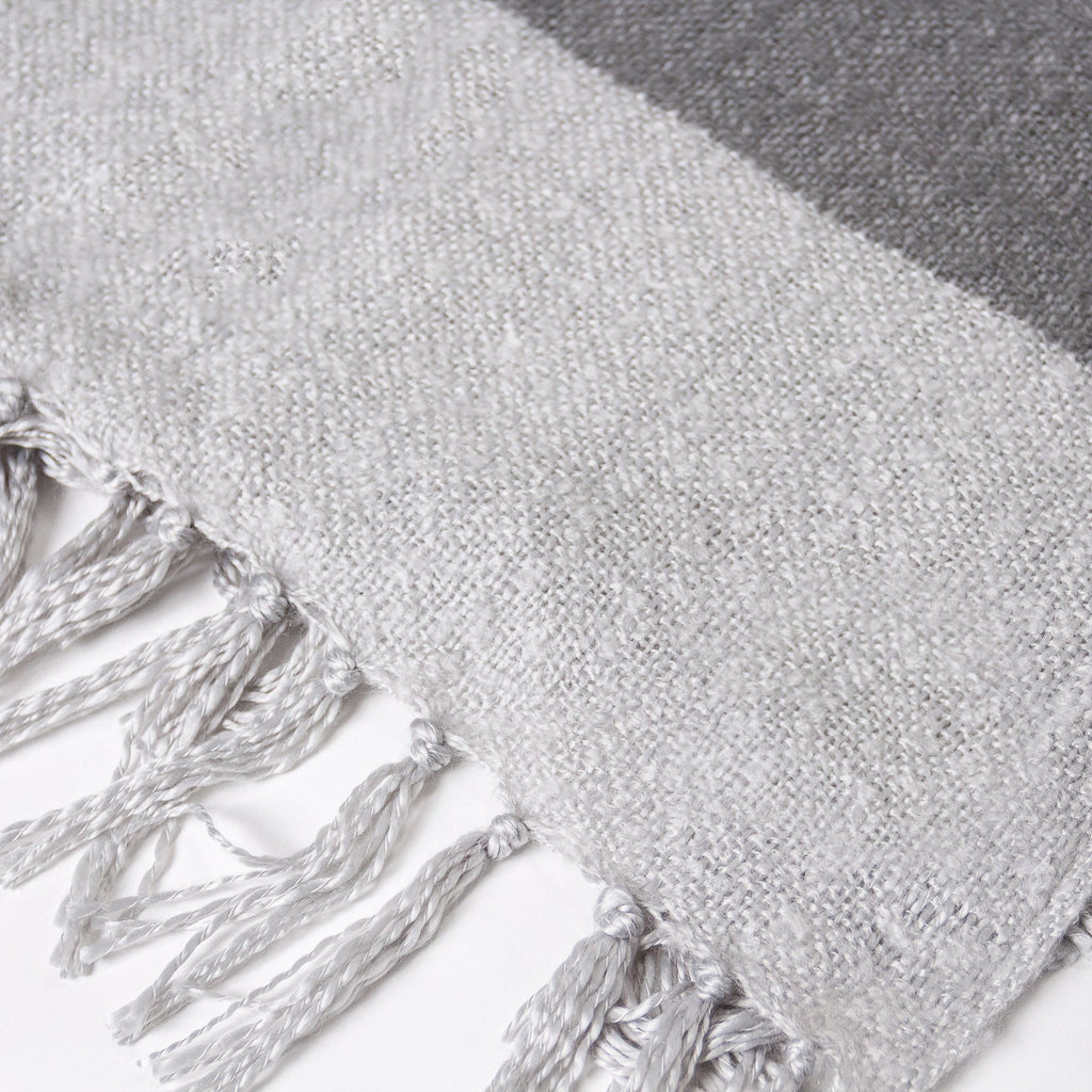 LOUNGE PUG Tonal Grey & Silver Large Faux Mohair Throw Blanket 130 x 180 cm