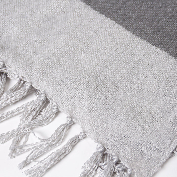 LOUNGE PUG Tonal Grey & Silver Large Faux Mohair Throw Blanket 130 x 180 cm