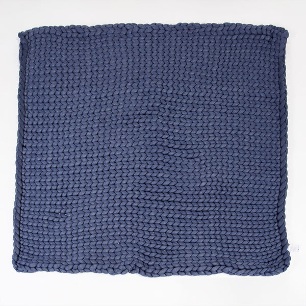 LOUNGE PUG Heavy Calming Anxiety WEIGHTED BLANKET for Adults CHUNKY KNIT DARK BLUE 5 KG 135 x 150 cm