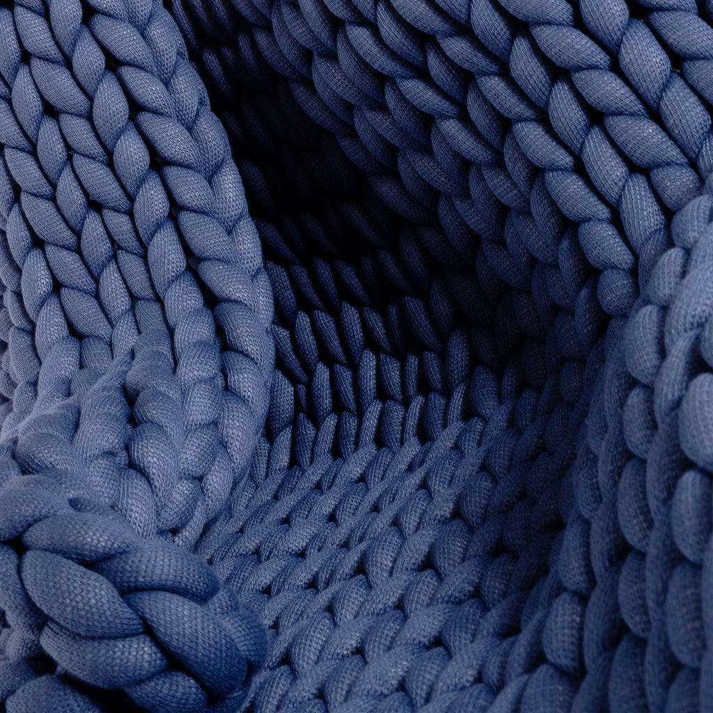 LOUNGE PUG Heavy Calming Anxiety WEIGHTED BLANKET for Adults CHUNKY KNIT DARK BLUE 5 KG 135 x 150 cm