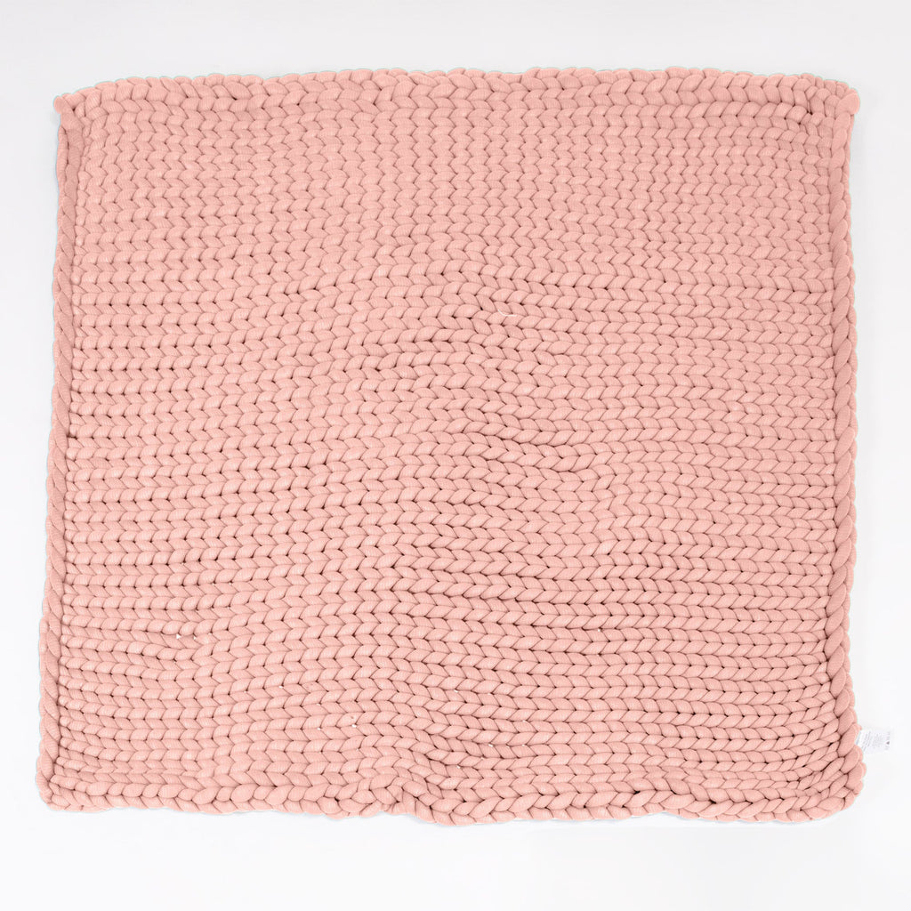 LOUNGE PUG Heavy Calming Anxiety WEIGHTED BLANKET for Adults CHUNKY KNIT DUSTY PINK 5 KG 135 x 150 cm