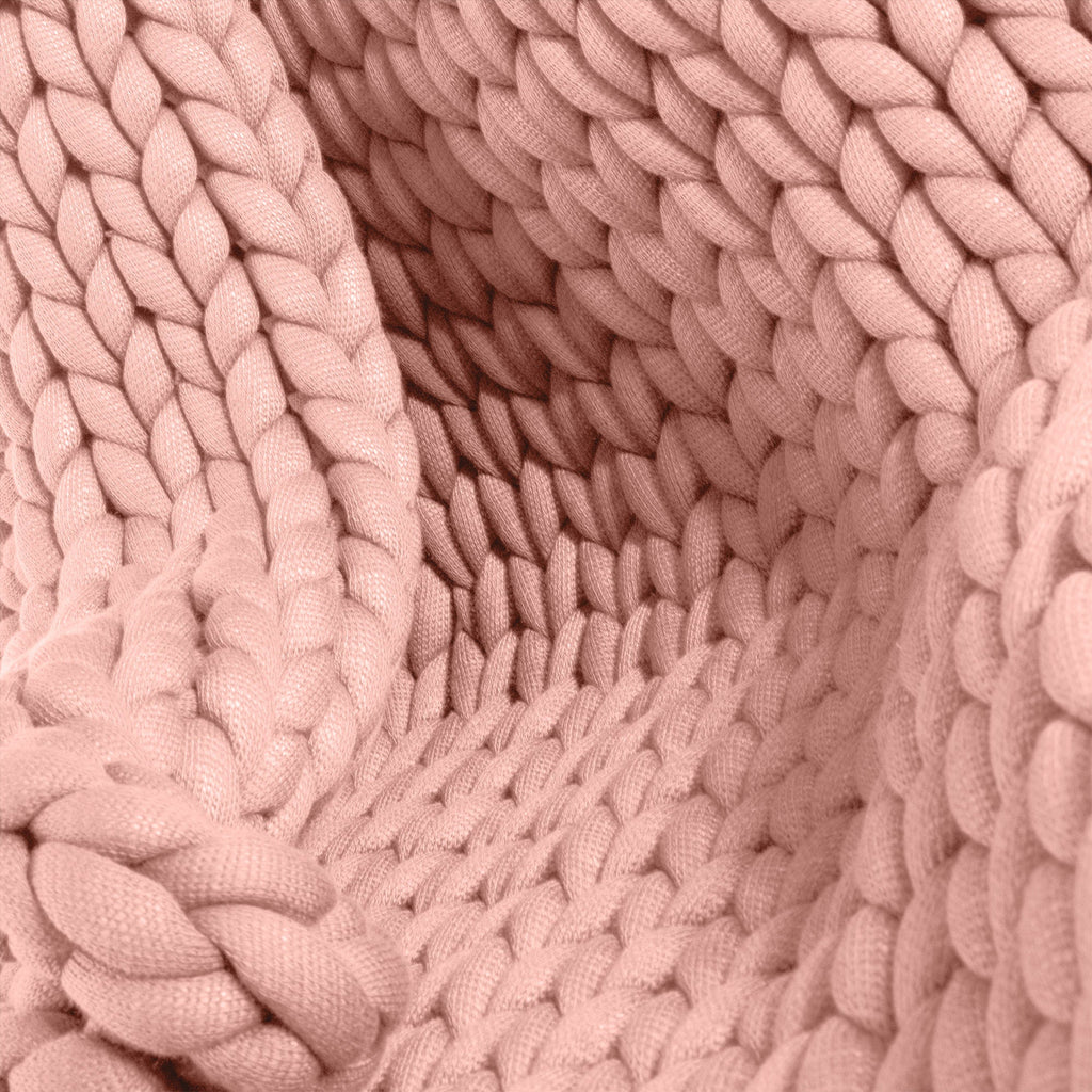 LOUNGE PUG Heavy Calming Anxiety WEIGHTED BLANKET for Adults CHUNKY KNIT DUSTY PINK 5 KG 135 x 150 cm