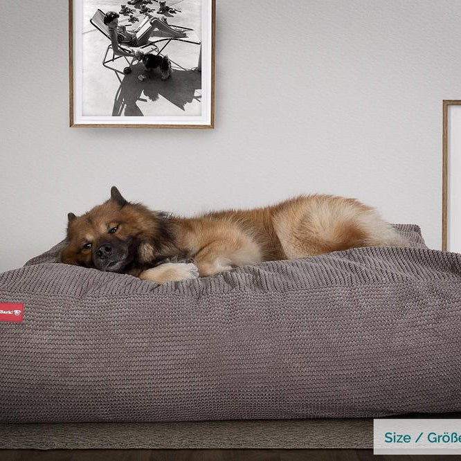 The Crash Pad By Mighty-Bark XXL Large Memory Foam Dog Bed Pom Pom Charcoal