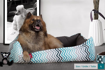 The Nest Orthopedic Memory Foam Dog Bed - Geo Print Chevron Teal 02