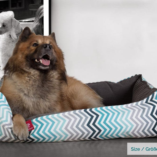 The Nest Orthopedic Memory Foam Dog Bed - Geo Print Chevron Teal 02