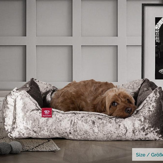 The Nest By Mighty-Bark Orthopedic Memory Foam Dog Bed Basket For Pets Small Medium Large Glitz Silver