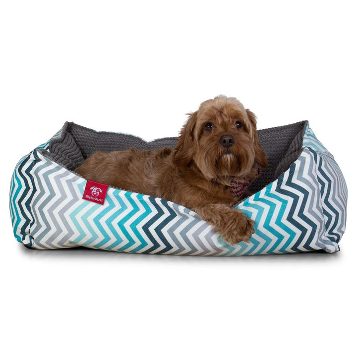 The Nest Orthopedic Memory Foam Dog Bed - Geo Print Chevron Teal 03
