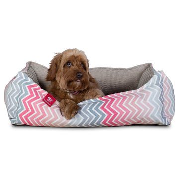 The Nest Orthopedic Memory Foam Dog Bed - Geo Print Chevron Pink 02