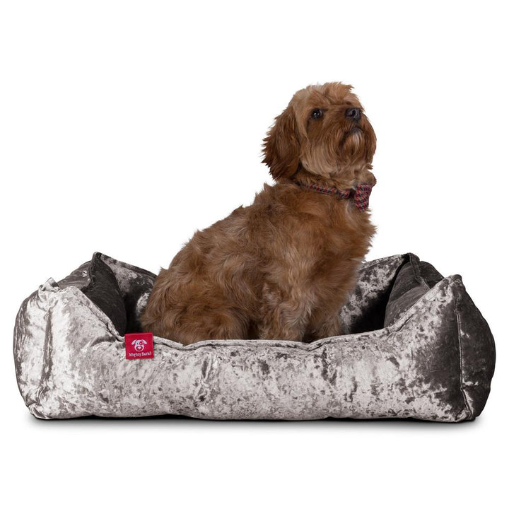 The Nest By Mighty-Bark Orthopedic Memory Foam Dog Bed Basket For Pets Small Medium Large Glitz Silver