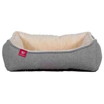 The Nest By Mighty-Bark Orthopedic Memory Foam Dog Bed Basket For Pets Small Medium Large Interalli Wool Silver