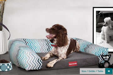 The Sofa By Mighty-Bark Orthopedic Memory Foam Sofa Dog Bed Large Medium XXL Geo Print Blue