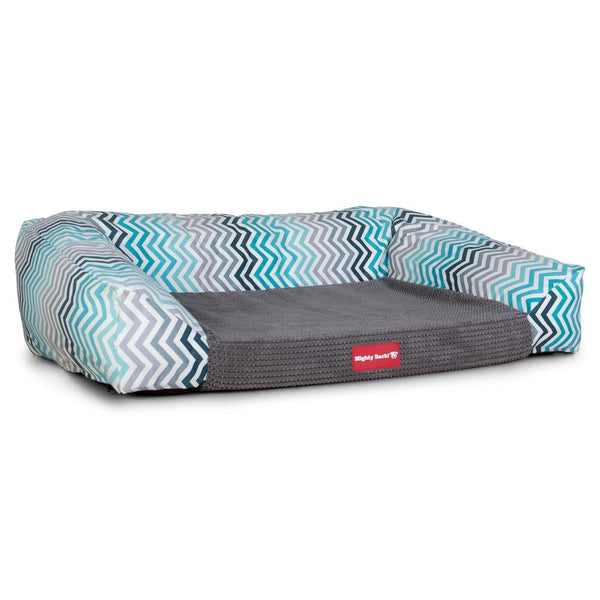 The Sofa By Mighty-Bark Orthopedic Memory Foam Sofa Dog Bed Large Medium XXL Geo Print Blue