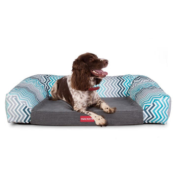 The Sofa By Mighty-Bark Orthopedic Memory Foam Sofa Dog Bed Large Medium XXL Geo Print Blue