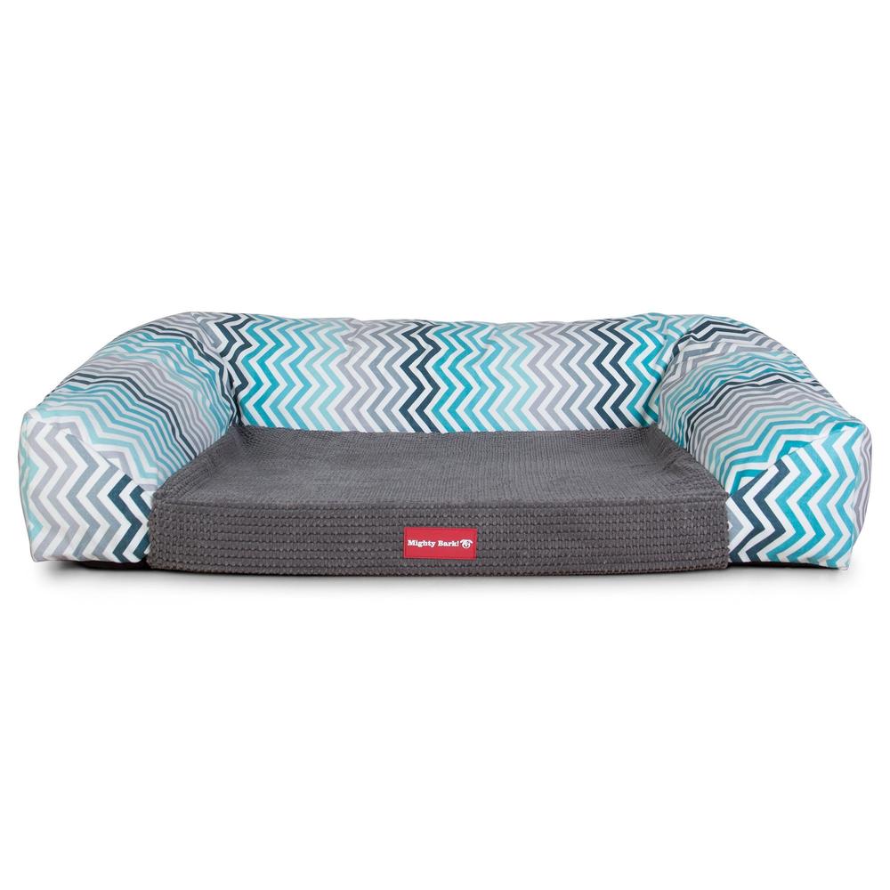 The Sofa By Mighty-Bark Orthopedic Memory Foam Sofa Dog Bed Large Medium XXL Geo Print Blue